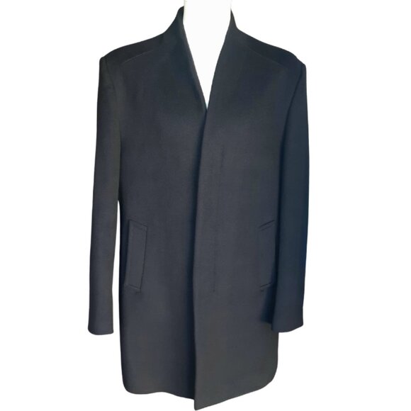 Aptro SZ XL Men's Fully Lined Black Standing Collar Overcoat - Picture 1 of 15